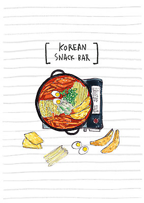 PSD 음식 일러스트 떡 요리 사람없음 어묵 떡볶이 분식 버너 삶은계란 군만두 사리 쫄면 국내일러스트 계란 계란요리 만두 파일형식