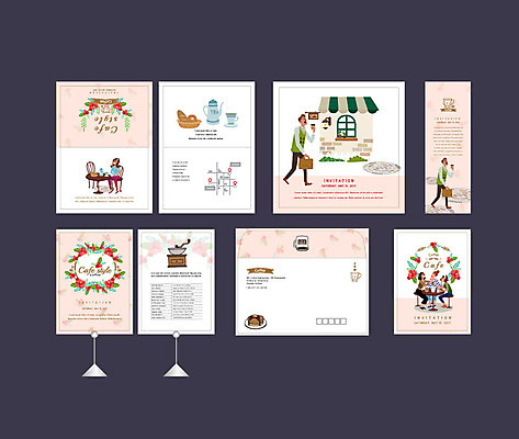 템플릿 배너템플릿 여자 남자 꽃 커피 빵 주전자 이벤트 여러명 성인 세트 카페 현수막 전단 엽서 초대장 약도 소봉투 행사세트 행사템플릿 AI파일 식물 배너 음료 음식 다수 지도 주방용품 편지봉투 카드_감사 사람 상점 편지 홍보물 파일형식 벡터