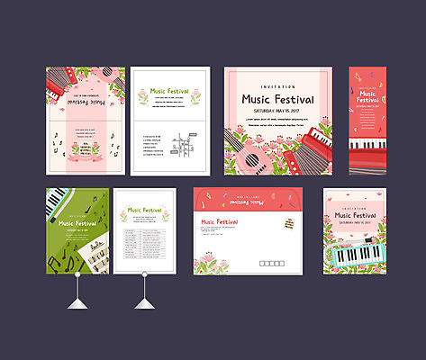 템플릿 배너템플릿 꽃 음악 음표 이벤트 사람없음 세트 축제 현수막 기타 악보 전단 엽서 초대장 약도 아코디언 멜로디언 소봉투 행사세트 행사템플릿 AI파일 식물 기호 배너 지도 현악기 문화예술 편지봉투 카드_감사 건반악기 편지 홍보물 파일형식 벡터