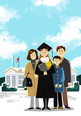 전신 PSD 여자 남자 어린이 일러스트 학사모 졸업 가족 여러명 20대 성인 야외 청춘 대학교 졸업사진 국내일러스트 모자_잡화 교육 다수 컨셉 학교 관계 사람 청년 파일형식