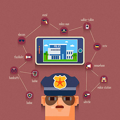 남자 안경 얼굴 일러스트 정보기술 한명 상반신 성인 스마트폰 총 랜턴 경찰 수갑 무전기 경찰모자 감시카메라 경찰뱃지 경찰서 사물인터넷 4차산업 국내일러스트 AI파일 직업 모자_잡화 1 잡화 산업 무기 무선통신 조명 기술 사람 신체부위 핸드폰 스마트기기 카메라 배지 파일형식 벡터