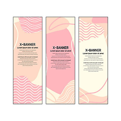 템플릿 배너 배너템플릿 세로배너 분홍색 곡선 사각프레임 사람없음 현수막 물결무늬 배너세트 엑스배너 AI파일 물결 선 컬러 무늬 프레임 세로 세트 사각형 파일형식 벡터