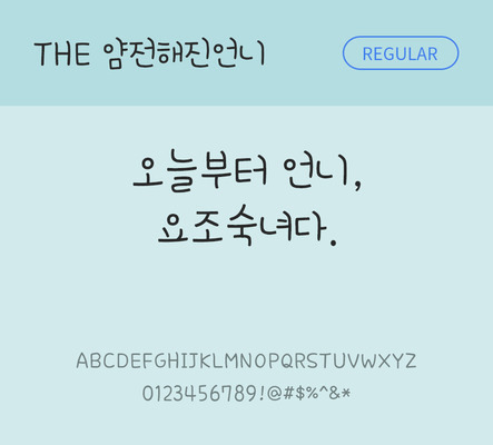 손글씨 폰트 한글 사람없음 TTF 레귤러체 국문폰트 낱개폰트 설치폰트 디자인서체 얌전해진언니체 문자 파일형식 THE폰트