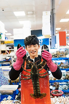포토 JPG 남자 실내 어류 한명 미소 상반신 20대 성인 앞모습 청춘 앞치마 한국인 잡기 수조 고무장갑 수산시장 아르바이트 랍스터롤 성인남자한명만 최저임금 비정규직 소상공인 국내포토 직업 1 뷰포인트 장갑 컨셉 비즈니스 모션 표정 사람 동양인 청년 내부 경제 수중동물 시장 상인 고무 남자한명만 성인남자만 파일형식