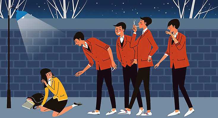 전신 학생 여자 남자 교복 가로등 일러스트 학교 청소년 책가방 담배 여러명 10대 야간 위험 학대 나쁜 국내일러스트 AI파일 자연요소 옷 공공시설 교육 다수 컨셉 가방 사람 사회이슈 파일형식 벡터