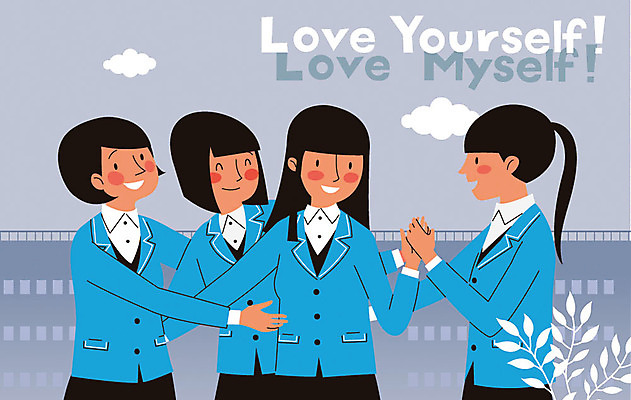 학생 여자 교복 일러스트 학교 안기 청소년 사랑 웃음 여러명 상반신 10대 손잡기 우정 도움 이해 국내일러스트 AI파일 옷 교육 감정 다수 컨셉 모션 표정 사람 친구 파일형식 벡터