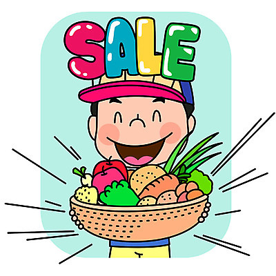 남자 채소 과일 일러스트 한명 웃음 들기 상반신 성인 세일 바구니 수확 구매 국내일러스트 AI파일 1 농업 모션 표정 사람 쇼핑 파일형식 벡터