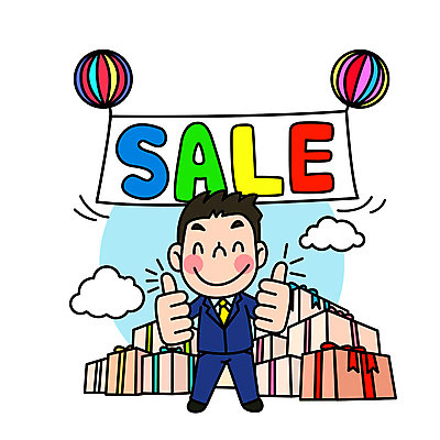 전신 구름 남자 일러스트 한명 미소 성인 선물상자 세일 최고 구매 애드벌룬 풍선 국내일러스트 AI파일 자연요소 1 표정 선물 사람 쇼핑 상자 파일형식 벡터