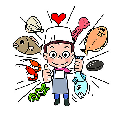 전신 남자 일러스트 식재료 조개 새우 어류 한명 성인 요리사 하트 잡기 최고 국내일러스트 AI파일 모양 직업 1 모션 어패류 갑각류 사람 수중동물 파일형식 벡터