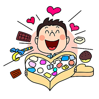 남자 일러스트 사탕 선물 한명 상반신 성인 선물상자 초콜릿 기쁨 하트 국내일러스트 AI파일 모양 1 감정 디저트 사람 상자 파일형식 벡터