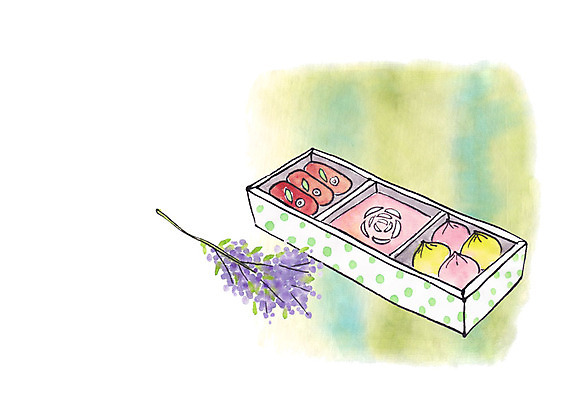 PSD 한국전통 꽃 일러스트 떡 선물포장 사람없음 전통음식 국내일러스트 식물 전통 음식 포장 한국 선물 파일형식