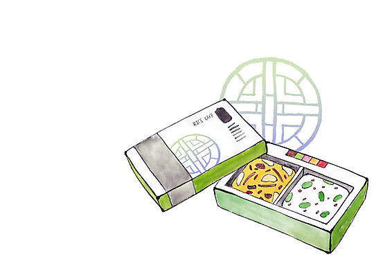 PSD 한국전통 일러스트 떡 선물포장 사람없음 상자 전통문양 전통음식 국내일러스트 전통 문양 음식 포장 한국 선물 파일형식