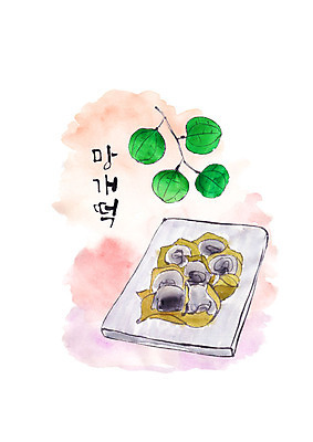 PSD 한국전통 접시 열매 일러스트 사람없음 전통음식 망개떡 국내일러스트 식물 전통 식기 음식 떡 한국 파일형식