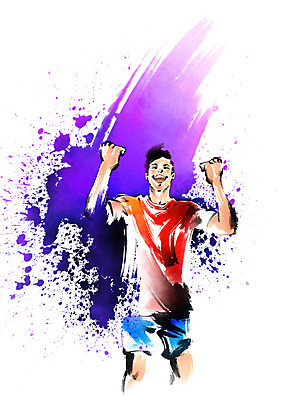 전신 PSD 남자 스포츠 일러스트 캘리그라피 붓터치 축구선수 한명 웃음 성인 축구 주먹 기쁨 월드싸커 국내일러스트 1 감정 모션 운동선수 표정 사람 구기 파일형식