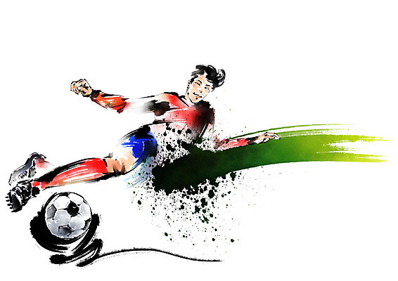 전신 PSD 남자 스포츠 일러스트 캘리그라피 축구공 붓터치 축구선수 한명 성인 축구 슛 공차기 월드싸커 국내일러스트 1 공 축구용품 모션 운동선수 사람 구기 파일형식