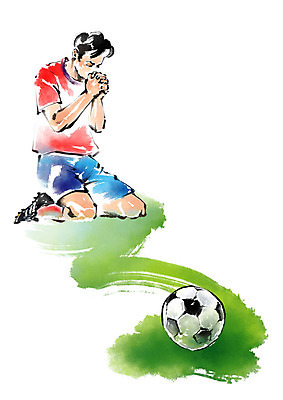 전신 PSD 남자 스포츠 일러스트 캘리그라피 축구공 붓터치 축구선수 한명 성인 축구 기도 무릎꿇기 월드싸커 국내일러스트 1 공 축구용품 모션 운동선수 사람 구기 파일형식