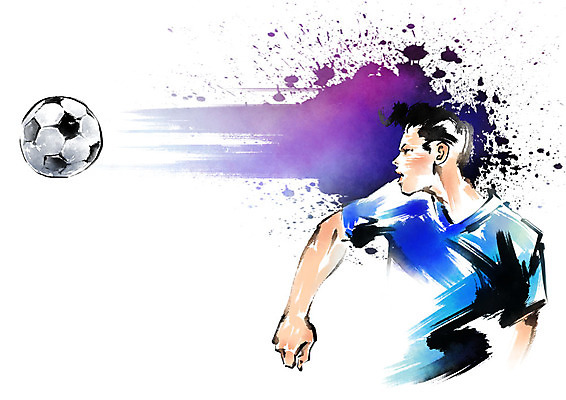 PSD 남자 스포츠 일러스트 캘리그라피 축구공 붓터치 축구선수 한명 상반신 성인 축구 월드싸커 국내일러스트 1 공 축구용품 운동선수 사람 구기 파일형식