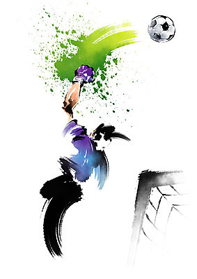 전신 PSD 남자 스포츠 일러스트 캘리그라피 축구공 붓터치 한명 성인 축구 수비 축구골대 골키퍼 치기 월드싸커 국내일러스트 1 공 축구용품 모션 운동선수 사람 구기 골대 파일형식