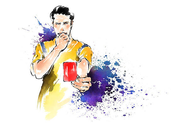 PSD 남자 스포츠 일러스트 캘리그라피 붓터치 한명 상반신 성인 축구 호루라기 레드카드 월드싸커 국내일러스트 1 경고 사람 구기 카드_놀이용품 파일형식