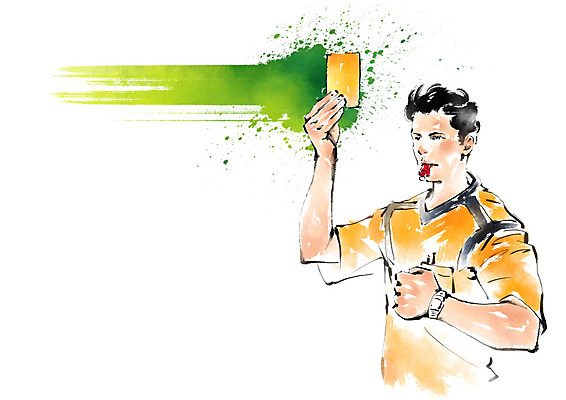 PSD 남자 스포츠 일러스트 캘리그라피 붓터치 한명 상반신 성인 축구 심판 손목시계 옐로우카드 월드싸커 국내일러스트 1 시계 장신구 경고 사람 구기 파일형식