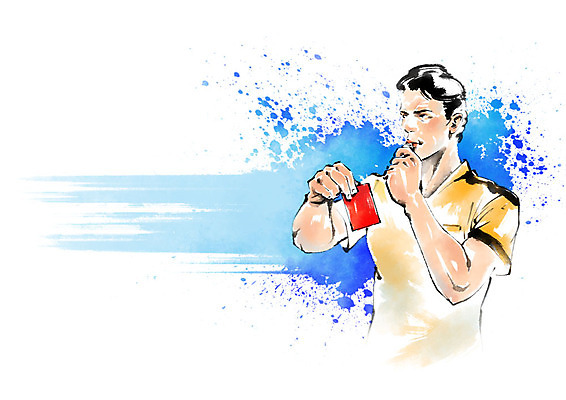 PSD 남자 스포츠 일러스트 캘리그라피 붓터치 한명 상반신 성인 축구 심판 호루라기 레드카드 월드싸커 국내일러스트 1 경고 사람 구기 카드_놀이용품 파일형식