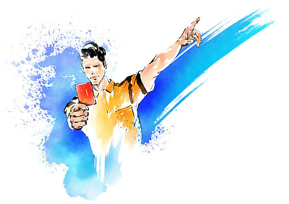 PSD 남자 스포츠 일러스트 캘리그라피 붓터치 한명 상반신 성인 축구 가리킴 심판 레드카드 월드싸커 국내일러스트 1 경고 사람 손짓 구기 카드_놀이용품 파일형식