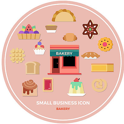아이콘 사람없음 쿠키 빵집 다양 식빵 창업 핫도그 푸딩 와플 소상공인 2D아이콘 AI파일 직업 음식 빵 다수 디저트 패스트푸드 경제 상점 상인 자영업 파일형식 벡터