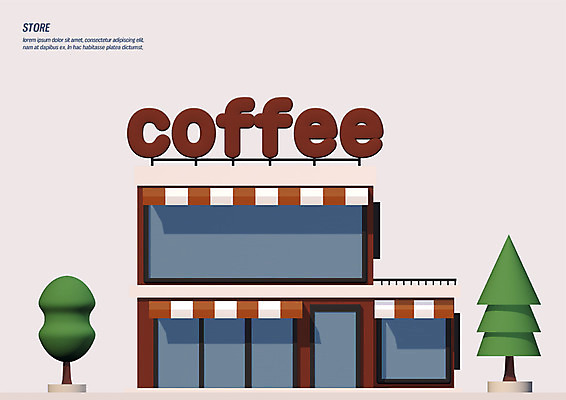 PSD 나무 편집이미지 간판 사람없음 3D소스 3D 상점 카페 발코니 디지털합성 편집3D 식물 파일형식