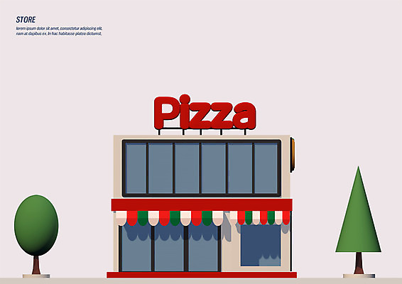 PSD 나무 편집이미지 간판 사람없음 3D소스 3D 상점 디지털합성 피자집 편집3D 식물 파일형식