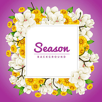 PSD 계절 꽃 백그라운드 잎 꽃백그라운드 일러스트 사각프레임 사람없음 사각형 목련 꽃프레임 국내일러스트 도형 식물 프레임 파일형식
