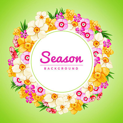 PSD 계절 꽃 백그라운드 잎 꽃백그라운드 일러스트 사람없음 원형 원형프레임 꽃프레임 국내일러스트 도형 식물 프레임 파일형식