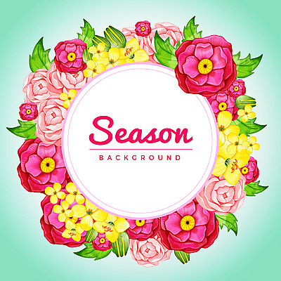 PSD 계절 꽃 백그라운드 잎 꽃백그라운드 일러스트 사람없음 원형 원형프레임 꽃프레임 국내일러스트 도형 식물 프레임 파일형식