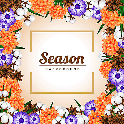 PSD 계절 백그라운드 꽃백그라운드 일러스트 사각프레임 사람없음 사각형 꽃프레임 목화꽃 목화솜 국내일러스트 도형 꽃 프레임 솜 파일형식