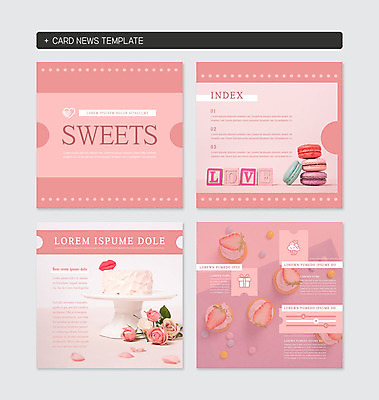 PSD 템플릿 꽃 분홍색 웹템플릿 딸기 디저트 사랑 사람없음 세트 장미 케이크 달콤 마카롱 카드뉴스 정방형 이미지템플릿 식물 감정 음식 컬러 과일 맛 파일형식