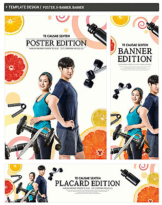 전신 PSD 템플릿 배너 배너템플릿 여자 남자 가로배너 ZIP 포스터 세로배너 20대 성인 두명 세트 운동 운동기구 아령 한국인 현수막 물병 건강 사람 동양인 청년 가로 세로 헬스 물통 파일형식