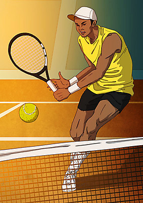 전신 PSD 남자 스포츠 일러스트 한명 경기 성인 달리기 운동 테니스 잡기 테니스라켓 테니스장 테니스선수 치기 아트툰 국내일러스트 1 스포츠시설 모션 운동선수 건강 사람 구기 라켓 그림 파일형식