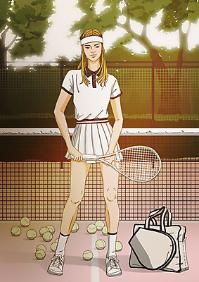 전신 PSD 모델 여자 스포츠 일러스트 한명 서기 성인 운동 테니스 테니스라켓 네트 테니스장 테니스선수 아트툰 국내일러스트 1 스포츠시설 모션 운동선수 건강 사람 구기 라켓 그림 파일형식