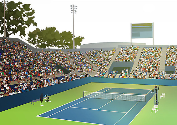 PSD 여자 남자 스포츠 일러스트 여러명 성인 운동 테니스 군중 테니스장 객석 아트툰 국내일러스트 다수 스포츠시설 건강 사람 구기 그림 파일형식