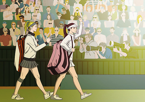 전신 PSD 여자 남자 스포츠 가방 일러스트 들기 여러명 성인 운동 걷기 테니스 군중 테니스장 테니스선수 객석 아트툰 국내일러스트 잡화 다수 스포츠시설 모션 운동선수 건강 사람 구기 그림 파일형식