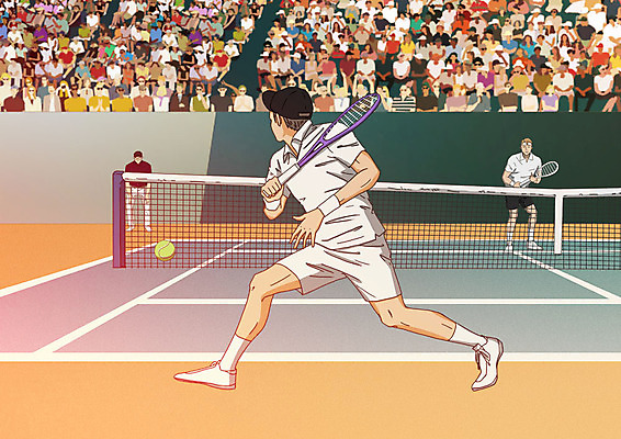 전신 PSD 여자 남자 스포츠 일러스트 서기 들기 여러명 성인 운동 테니스 테니스라켓 네트 군중 테니스장 테니스선수 객석 치기 아트툰 국내일러스트 다수 스포츠시설 모션 운동선수 건강 사람 구기 라켓 그림 파일형식