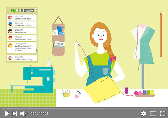 여자 일러스트 한명 사람 상반신 성인 바늘 실 마네킹 바느질 재봉틀 의상제작 채팅 인터넷방송 크리에이터 국내일러스트 AI파일 직업 1 도구 제조 파일형식 벡터 1인미디어