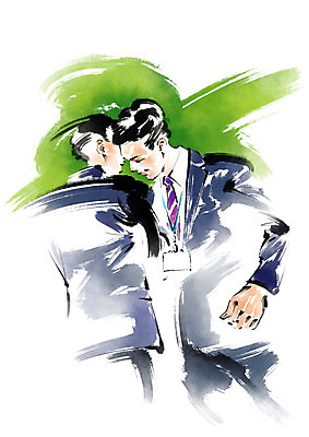 PSD 남자 일러스트 캘리그라피 포옹 붓터치 사람 상반신 성인 두명 마주보기 인사 직장인 비즈니스맨 사원증 국내일러스트 직업 비즈니스 안기 모션 예절 파일형식