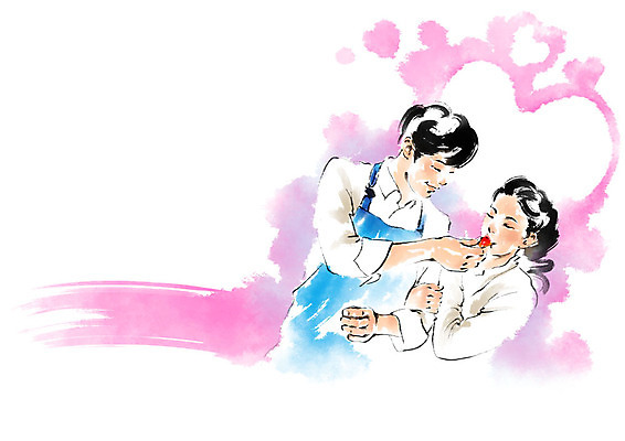 PSD 부부 여자 남자 가사 일러스트 캘리그라피 방울토마토 붓터치 사람 상반신 성인 두명 팔짱 앞치마 하트 먹여주기 국내일러스트 모양 커플 토마토 모션 먹기 파일형식