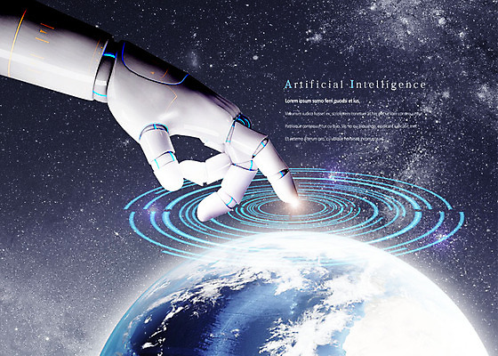 PSD 편집이미지 지구 사람없음 빛 우주 여러개 터치 원형 로봇 은하계 로봇팔 4차산업 AI_인공지능 이미지편집 도형 산업 다수 파일형식
