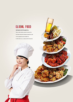 PSD 편집이미지 여자 음식 맥주 요리사모자 한명 미소 사람 상반신 성인 30대 글로벌 요리사 프라이드치킨 양념치킨 한국인 감자튀김 소시지 조리복 성인여자한명만 치맥 이미지편집 직업 모자_잡화 1 유니폼 감자 주류 표정 동양인 장년 치킨 튀김 가공식품 여자한명만 성인여자만 파일형식