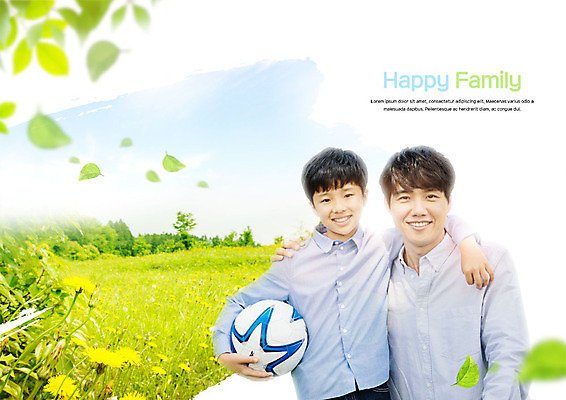 PSD 편집이미지 남자 아들 어린이 40대 꽃밭 축구공 가족 어깨동무 나뭇잎 미소 사람 상반신 성인 두명 한국인 아빠 부자지간 남자만 이미지편집 꽃 중년 포즈 잎 공 축구용품 관계 표정 동양인 파일형식