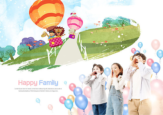 전신 PSD 나무 편집이미지 여자 남자 어린이 동물캐릭터 여러마리 가족 코끼리 사람 초원 세명 외침 한국인 열기구 사자 기린 풍선 손모으기 어린이만 이미지편집 식물 동물 캐릭터 다수 포유류 관계 항공교통 동양인 손짓 소리 파일형식