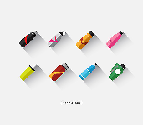 아이콘 스포츠용품 스포츠 사람없음 여러개 테니스 테니스용품 물병 2D아이콘 AI파일 다수 구기 물통 오브젝트 파일형식 벡터