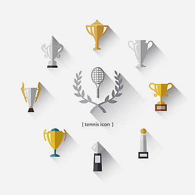 아이콘 스포츠용품 사람없음 여러개 테니스 우승 테니스라켓 테니스용품 트로피 월계수 2D아이콘 AI파일 스포츠 다수 구기 라켓 최고 상_우승 오브젝트 파일형식 벡터
