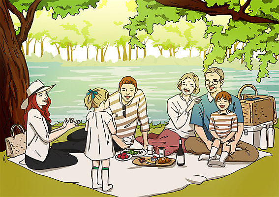 전신 PSD 여자 할아버지 노년 남자 행복 할머니 어린이 음식 일러스트 대가족 웃음 사람 앉기 여러명 성인 야외 소풍 노부부 화목 공연 가족라이프 강가 손주 즐거움 재롱 가정의날 국내일러스트 라이프스타일 부부 기념일 감정 다수 컨셉 가족 모션 표정 이벤트 강 야외활동 파일형식